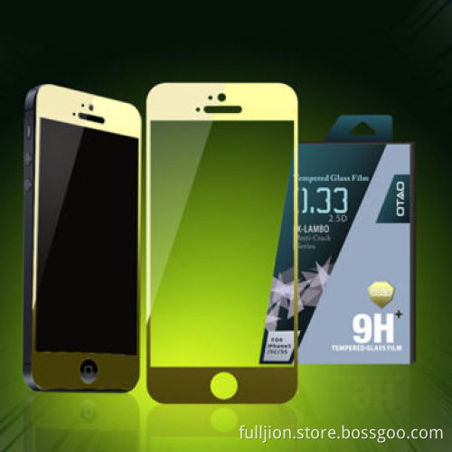 0.3mm Curved Edge Golden Colored Tempered-glass Screen Protector for iPhone 5/5C/5S